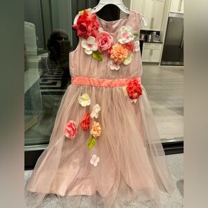 Monsoon girls formal tulle dress peach pink 9